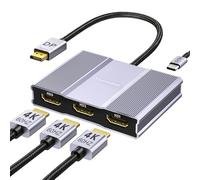 Adaptador DisplayPort a HDMI 1 en 3 salidas | 4K60Hz, fuente DP a divisor | Divisor de fuente DP a HDMI con pantalla extendida para 3 monitores, concentrador MST para escritorio, laptop