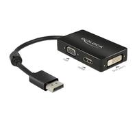 Adaptador DisplayPort a VGA+HDMI+DVI DeLOCK 0,16 m Negro
