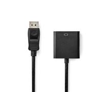 Adaptador DisplayPort | DisplayPort macho | VGA Hembra 15p | 1080p | Niquelado | 0,20m | Redondo | Negro | Caja