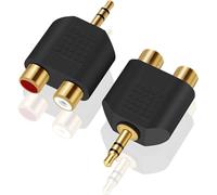 Adaptador divisor de audio macho de 3,5 mm a 2 RCA hembra, convertidor de conector estéreo chapado en oro, acoplador RCA dual para altavoces, televisores, teléfonos, reproductores de MP3, adaptador
