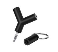 Adaptador divisor de auriculares con 2 puertos auxiliares, diseño compacto y ligero. Divisor en Y de 3,5 mm para audio estéreo, auriculares y