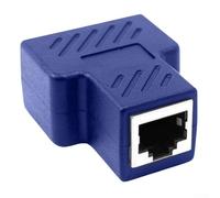 Adaptador divisor de conector de red Ethernet RJ45 con doble conexión para compartir sin problemas el acceso a Internet en dos dispositivos (azul)