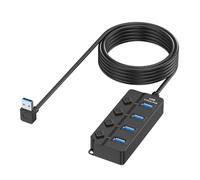 Adaptador divisor de datos USB 2.0 de 4 puertos con interruptores de alimentación individuales, conexión rápida, fácil conexión, convertidor USB