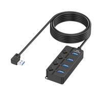 Adaptador divisor de datos USB 2.0 de 4 puertos con interruptores de alimentación individuales, conexión rápida, fácil conexión, convertidor USB