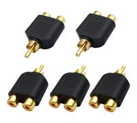 Adaptador divisor de jack RCA, perfecto para la conversión de señal mono, con construcción chapada en oro para mayor durabilidad y superficie