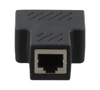 Adaptador divisor Ethernet para conector de red RJ45 y conexión dual de reproducción (negro)