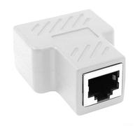 Adaptador divisor Ethernet RJ45 - a 2 LAN cable de red conector para conexión a Internet de doble dispositivo, pines chapados en oro, carcasa de plástico compacta (blanco)