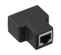 Adaptador divisor Ethernet RJ45 para conector de cable LAN, extensión de red de 1 a 2, divisor de conexión a Internet de doble puerto compatible con enrutador, (negro)