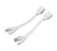 Adaptador Divisor PoE Impermeable de 12 V Transmisión de Señal Estable para Cámaras de Seguridad Diseño ABS Plug and Play 1 X Línea de Entrada 1 X Línea de Salida (White)