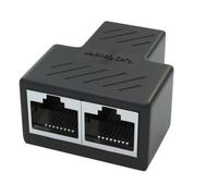 Adaptador divisor RJ45 para compartir DSL de alta velocidad, divisor de red LAN Ethernet de 1 a 2 tomas RJ45 con conector de puerto hembra doble,