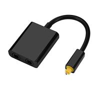 Adaptador Divisor Toslink de Audio óptico Digital de Doble Puerto de 1 Entrada y 2 Salidas, Cable de Fibra óptica (Negro)