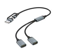 Adaptador divisor USB C a doble USB A 2.0, concentradores multipuertos para laptop, tablet, teléfono, consolas de juegos, carga segura