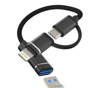 Adaptador divisor USB C Lightning USB 3.0 OTG 2 en 1 para Apple para iPhone 15 Pro Max Plus para iPad, cámara, transferencia de datos, teclado, mouse, cargador, conector certificado MFi, diseño