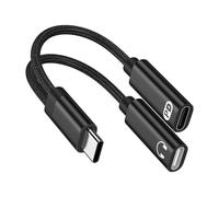 Adaptador divisor USB C para Google Pixel 10 Pro Fold/10 Pro XL/9A/8/7/6, adaptador de auriculares de audio USB C tipo 2 en 1 con cable de carga rápida PD de 60 W para Samsung Galaxy S25 Ultra S24 S23
