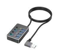 Adaptador divisor USB expandible con 4 puertos independientes USB 3.0 y USB 2.0 indicadores LED para una fácil gestión de dispositivos, adaptador de corriente tipo C