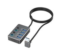 Adaptador divisor USB expandible con 4 puertos independientes USB 3.0 y USB 2.0 indicadores LED para una fácil gestión de dispositivos, adaptador de corriente tipo C