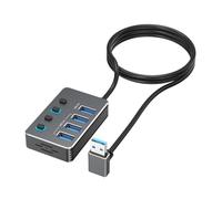 Adaptador divisor USB expandible con 4 puertos independientes USB 3.0 y USB 2.0 indicadores LED para una fácil gestión de dispositivos, adaptador de corriente tipo C