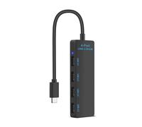 Adaptador divisor USB tipo C que se expande a 4 puertos USB 2.0 para escritorio, laptop, smartphone, tabletas, con luz LED