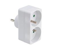 Adaptador Doble 2P+T 10/16A Blanco