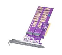 Adaptador Dual M.2 a PCIe X8 Tarjeta de expansión de Controlador de Host M.2 NVMe SSD a PCIe 3.0 X8, Compatible con SSD NVMe 22110/2280/2260/2242/2230 M.2, sin función de bifurcación PCIe