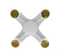 Adaptador E27 a 4 portalámparas, 220 V, con carcasa de PBT resistente al calor y base de aluminio, instalación sin herramientas, para oficina, taller y vivienda, color blanco
