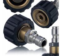 Adaptador EASY!Lock M22 rosca hembra - Adaptador de alta presión acoplamiento rápido 1/4" QC Set latón acero | 200 bar, 60 °C | Repuesto para limpiadora de alta presión Karcher HD HDS