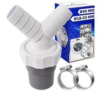 Adaptador Empalme Desague Lavadora con Salida para Tubo Ø40 mm y Entrada Ø18-23 mm - Doble Pipeta Desague en Y para Lavavajillas - Kit Incluye 2 Piezas de Abrazaderas Ø20-32 mm - MONTERAL