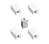 Adaptador en línea RJ45 de 5 piezas Keystone, conector de red hembra a hembra, para cable Ethernet CAT6 Socket Panel Distribución Frame Extender, con chapado en oro blanco