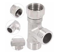 Adaptador en T de 3 vías G1/2 for grifo de ducha de baño, divisor de agua, boquilla rociadora de válvula de ducha de baño, acero inoxidable 304