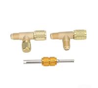 Adaptador en T SAE de latón HVAC de 1/4 pulgadas con núcleo de válvula integrado para R12 para carga y evacuación R22 R134