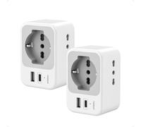 Adaptador Enchufe Americana Italiana Pack de 2, Adaptador USA con USB C y USB A, 5 en 1 TESSAN Enchufe Enchufe Americano 1875W, Adaptadores Tomas Canadá para América, México, Tailandia, Tipo B