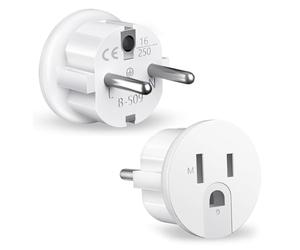 Adaptador Enchufe Europeo a Americano, 2 Piezas Adaptador Americano a Europeo, A-daptador Enchufe USA a Europa, E nchufe A mericano a E-uropeo para E-uropa USA Francia Alemania España Austria