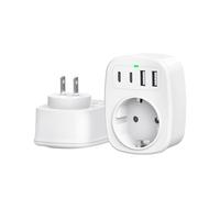 Adaptador Enchufe Japón España, Adaptador Enchufe Japón con 2 USB C y 2 USB A, Adaptador de Viaje Enchufe 5 en 1 Tipo A Adaptador de Corriente para Japón, América, Tailandia, China, Canadá