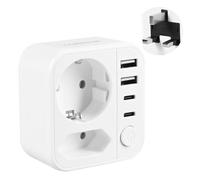 Adaptador Enchufe UK, Adaptador Enchufe Ingles a Español con 3 USB-A y 1 USB-C, Adaptado Enchufe Irlanda para Reino Unido Irlanda Inglaterra Escocia Brit