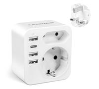 Adaptador Enchufe UK, Adaptador Enchufe Ingles a Español con 3 USB-A y 1 USB-C, Adaptado Enchufe Irlanda para Reino Unido Irlanda Inglaterra Escocia Brit