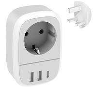 Adaptador Enchufe UK Irlanda Ingles - Adaptador Enchufe Inglaterra con 2 USB y 1 Tipo C Adapter Europeo a Tipo G para Reino Unido Escocia Irlanda Maldivas Dubai Singapu Escocia, Yioihnm