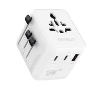 Adaptador Enchufe Universal,Adaptador de Viaje con 1 USB y 2 USB C Cargador Viaje, Travel Adapter Internacional 1 Toma Mundial y Toma US/JP, para UK, Irland, Australia Cargador para Más de 200 Países