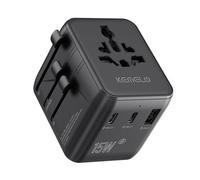 Adaptador Enchufe Universal,Adaptador de Viaje con 1 USB y 2 USB C Cargador Viaje, Travel Adapter Internacional 1 Toma Mundial y Toma US/JP, para UK, Irland, Australia Cargador para Más de 200 Países