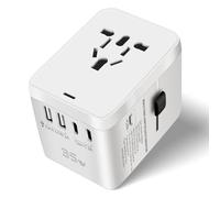 Adaptador Enchufe Universal, Adaptador de Viaje con 3 USB-C(PD 35W) y 2 USB-A y 1 CA, Travel Adapter para EU Europeo USA Americano UK Japones Australia China Canadá& 224+País