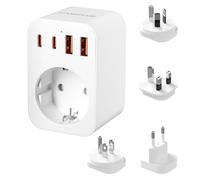 Adaptador Enchufe Universal, Adaptador Universal Enchufe Viaje con USB-A/Tipo C, Enchufe USB Tipo G/B/I/C Adaptador de Enchufe para UK, Irlanda, USA, Canadá, Australia, China, Europa
