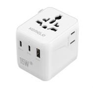 Adaptador Enchufe Universal Cargador Viaje, 5 in 1 Travel Adapter Internacional con 1 USB 2 Tipo C, 1 Toma Mundial y Toma US/JP, Enchufe Viaje para EU, UK, USA, Canadá, Australia Japón