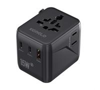 Adaptador Enchufe Universal Cargador Viaje, 5 in 1 Travel Adapter Internacional con 1 USB 2 Tipo C, 1 Toma Mundial y Toma US/JP, Enchufe Viaje para EU, UK, USA, Canadá, Australia Japón