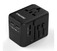 Adaptador Enchufe Universal EYMUOBC con USB-C PD 20W, Adaptador de Viaje con 2 USB-C y 2 USB-A, Enchufe Internacional para USA, Reino Unido, Italia, Australia, Japón, Tailandia, Canadá y 224+ países