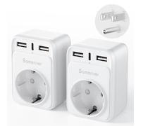 Adaptador Enchufe USA.4 en 1 Adaptador Enchufe Americano con USB C y USB A (3A), Europa español 2-Pin a 3-Pin EEUU para Mexico, Canada, Tailandia, Perú, Colombia,Tipo B(2PCS)