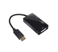 Adaptador Enchufe USA A 1 DisplayPort 4K DVI Cable HDMI 1.2 en VGA Convertidor Multifunción 3 Adaptador HUB USB Frenos Adaptador (Black, One Size)