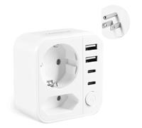 Adaptador Enchufe USA England Adaptador Americano mit 3 USB 2.4A Europa español 2-Pin a 3-Pin EEUU para Mexico, Canada, Tailandia, Perú, Colombia,Tipo B