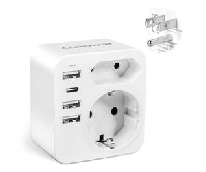 Adaptador Enchufe USA England Adaptador Americano mit 3 USB 2.4A Europa español 2-Pin a 3-Pin EEUU para Mexico, Canada, Tailandia, Perú, Colombia,Tipo B