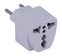 Adaptador Enchufe Viaje Multinacional Universal a Europeo Tipo C, Blanco, Francia, Alemania, Grecia, Islandia, Polonia, Portugal, España, EEUU, Canadá, Japón, Reino Unido, Australia, China, Suiza