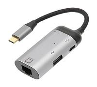 Adaptador Ethernet 3 en 1 10/100 / 1000Mbps Tipo-C Macho a RJ45 Hembra/PD/Tipo-C / USB2.0 A Puerto Carga Rápida para Windows/Android/OS X/OS, Equipo Tipo-C con Función OTG