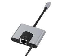 Adaptador Ethernet a USB C, cargador de cable de velocidad Gigabit, conector de auriculares multipuerto de 3,5 mm, compatible con llamadas de voz, portátil tipo C a adaptador Ethernet, para teléfono
